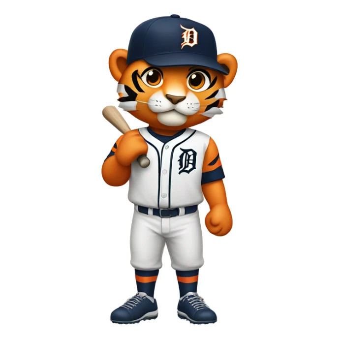 A strong tiger dressed as a Detroit tigers baseball player sticker