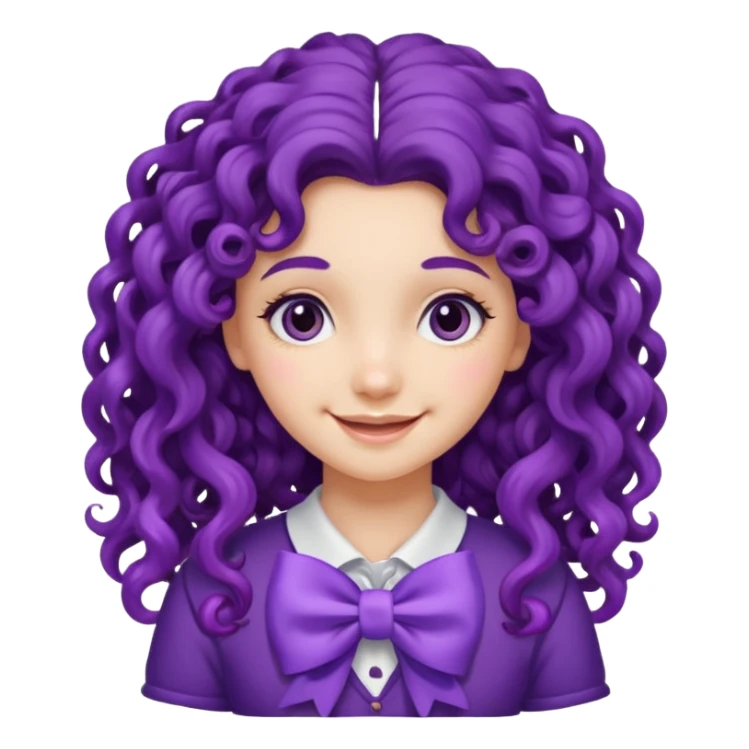 purple long curly haired girl with bow sticker