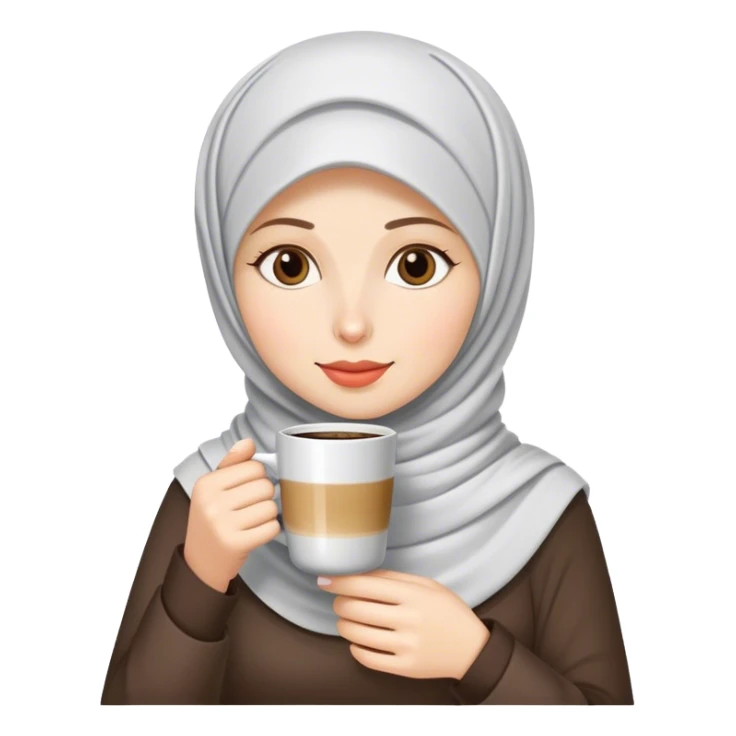 a white skin hijab woman drinking coffee sticker