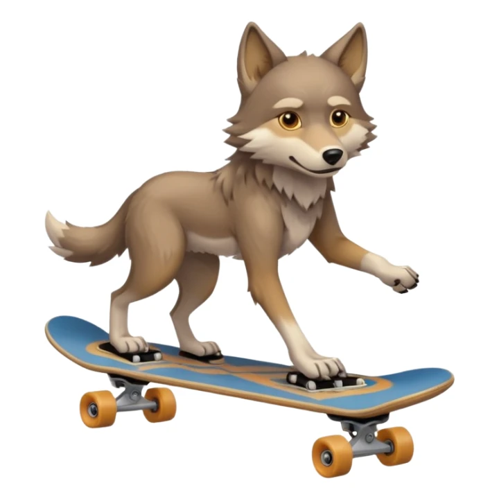 A wolf prepares to perform a trick on a skateboard sticker
