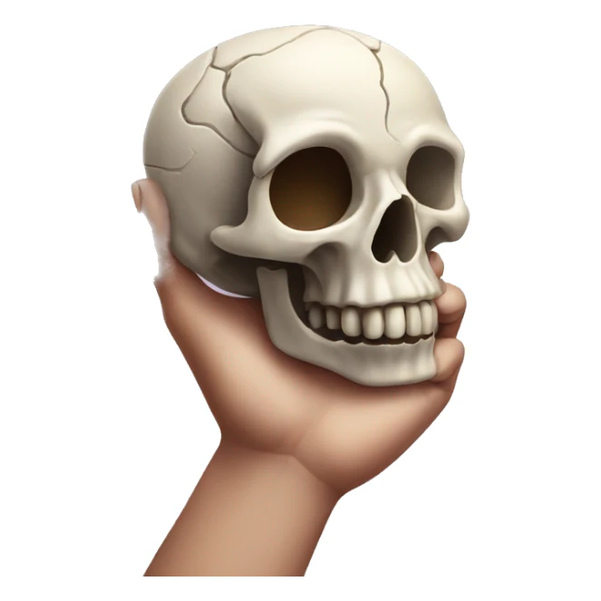 hand holding skull sticker