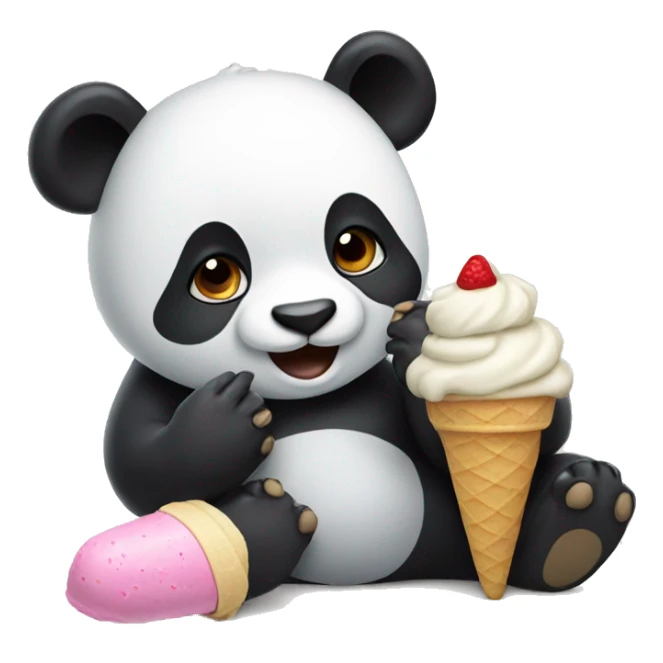 Panda eating ice cream sticker