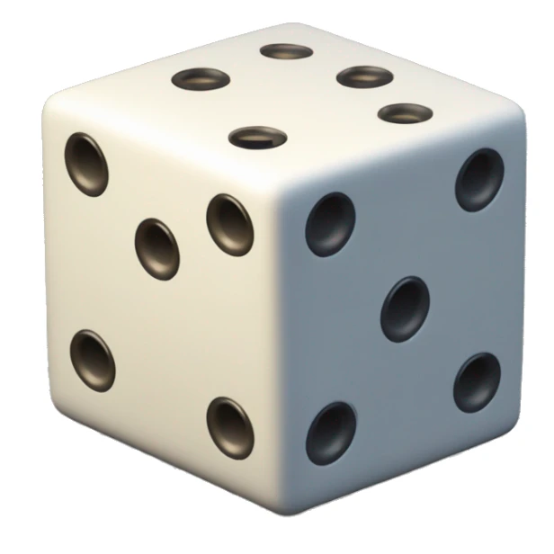 Create an emoji of a cube-shaped object (like a dice) with multiple 0s and 1s displayed on its surfaces, representing a matrix or data grid. sticker