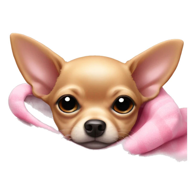 black & tan chihuahua puppy sleeping with a pink blanket  sticker