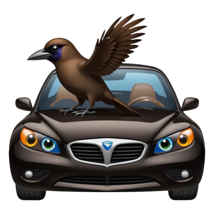 Grackle driving a car sticker