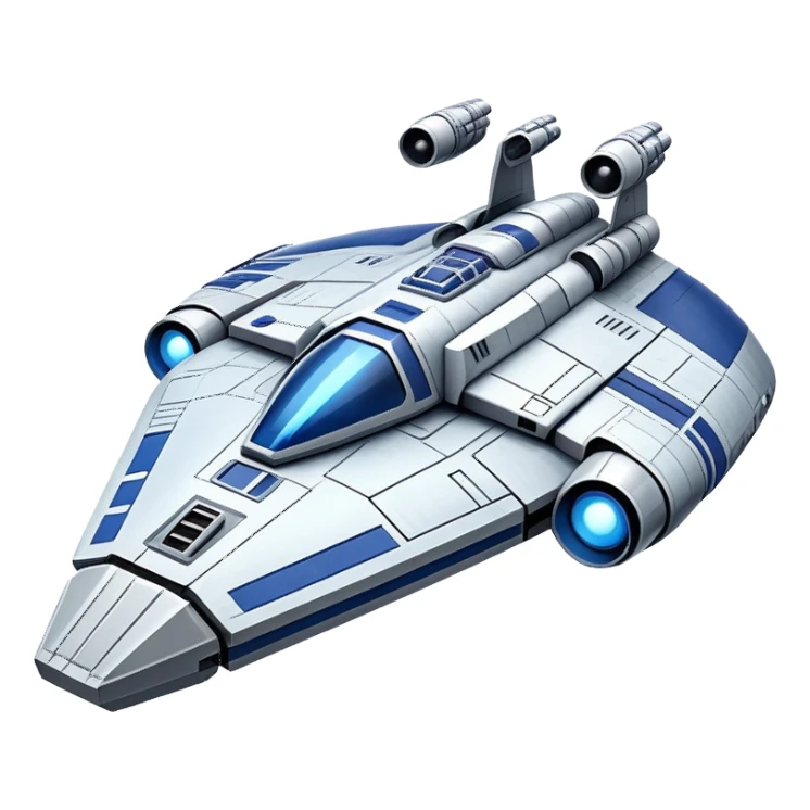 Halcón Milenario de Star Wars, spaceship with blue lights at the rear, simplified details, recognizable shape sticker