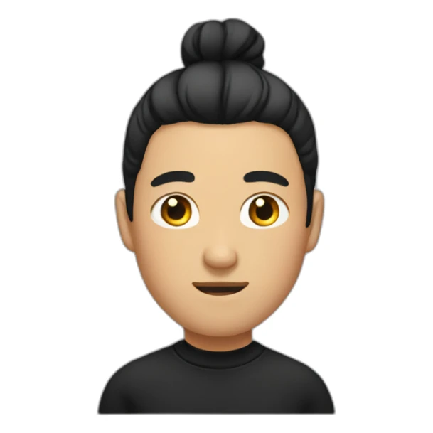 asian male wearing black hoodie with man bun sticker