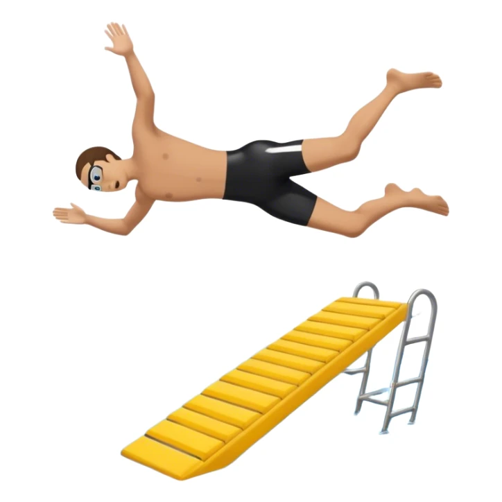 A diver mid-air after jumping off a diving pool,  Below him, a pool labeled "Confidence". A subtle 5-4-3-2-1 on the diving board shows they took the leap despite fear. sticker