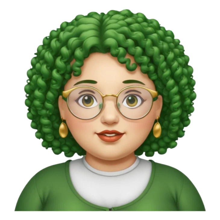  glassess and green curly haired fat girl earrings sticker