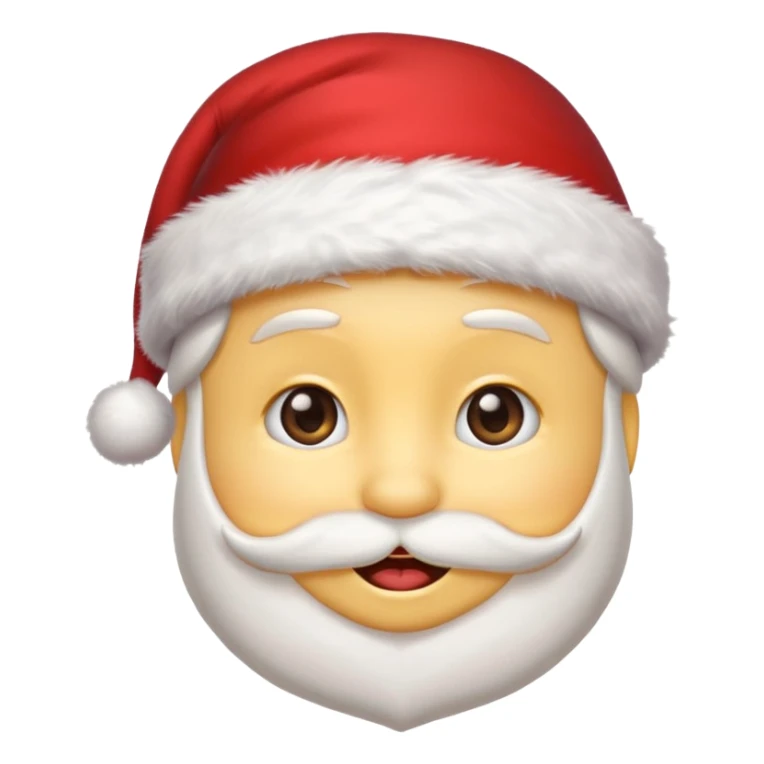 cute emoji face wearing a Santa hat, with a happy soft expression. Replace the festive Christmas elements: a Christmas tree, stocking, snowflake, and other holiday icons. sticker