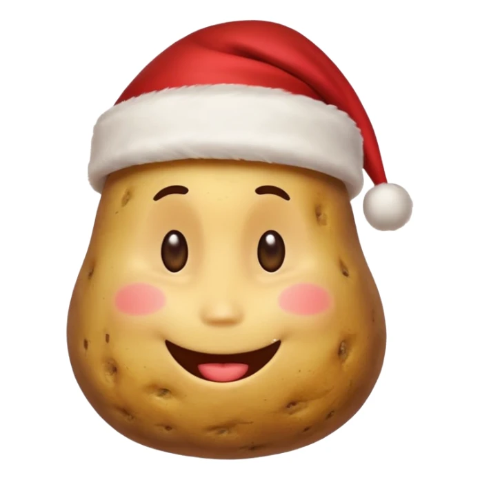Potato with a smile face and a Santa Christmas hat on sticker