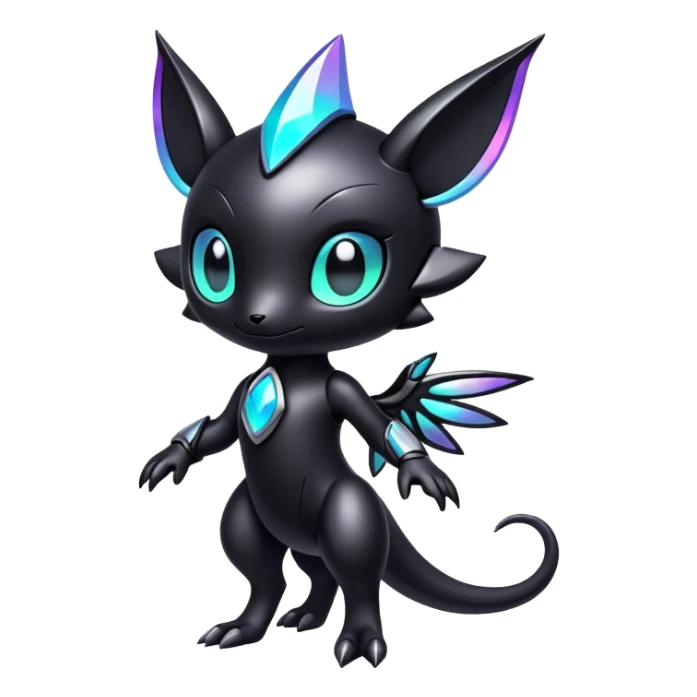 Modern futuristic Iridescent black dark fakemon-creature sticker