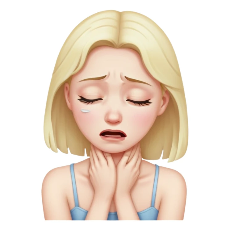 Girl hold her neck crying sticker