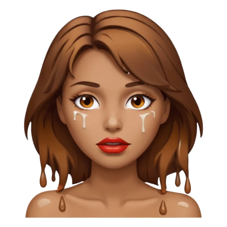 Brown Hair Woman , white paint , drip, face, hot  Sexy, lips sticker