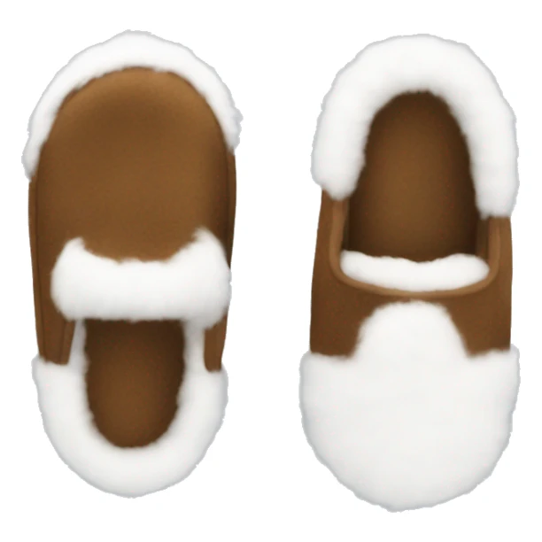 Brown pair of slippers with white fur sticker