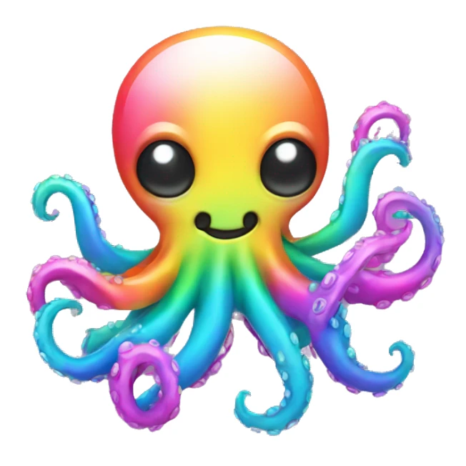 Kawaii Rainbow chrome octopus wearing neon shirt   sticker