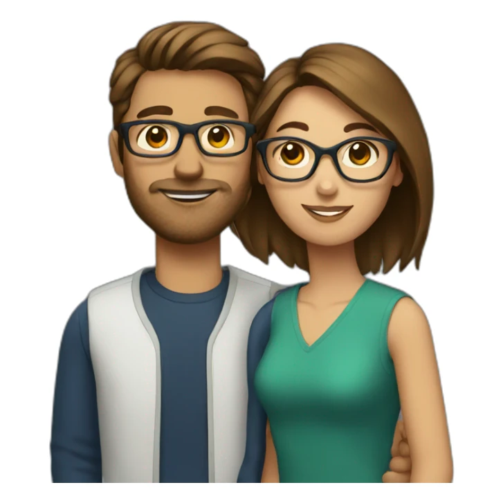 couple with brown hair woman with glasses sticker