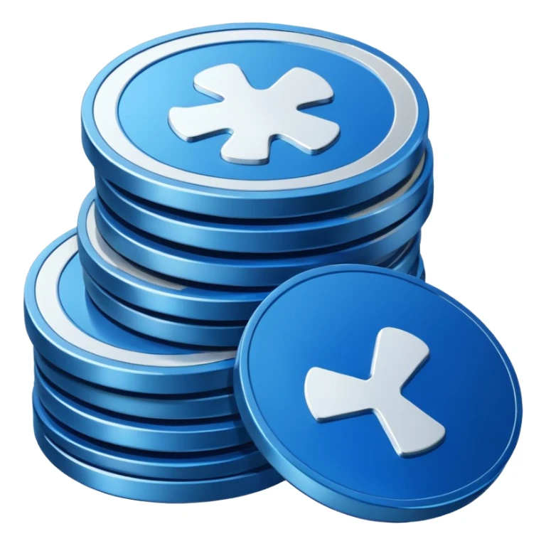 stack of blue and white coins sticker