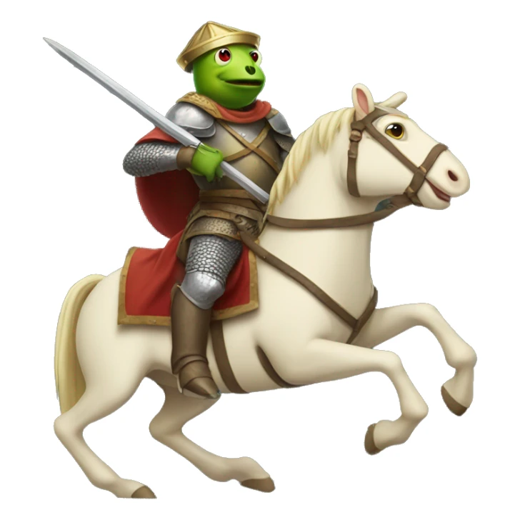 A medieval frog riding a horse into battle sticker