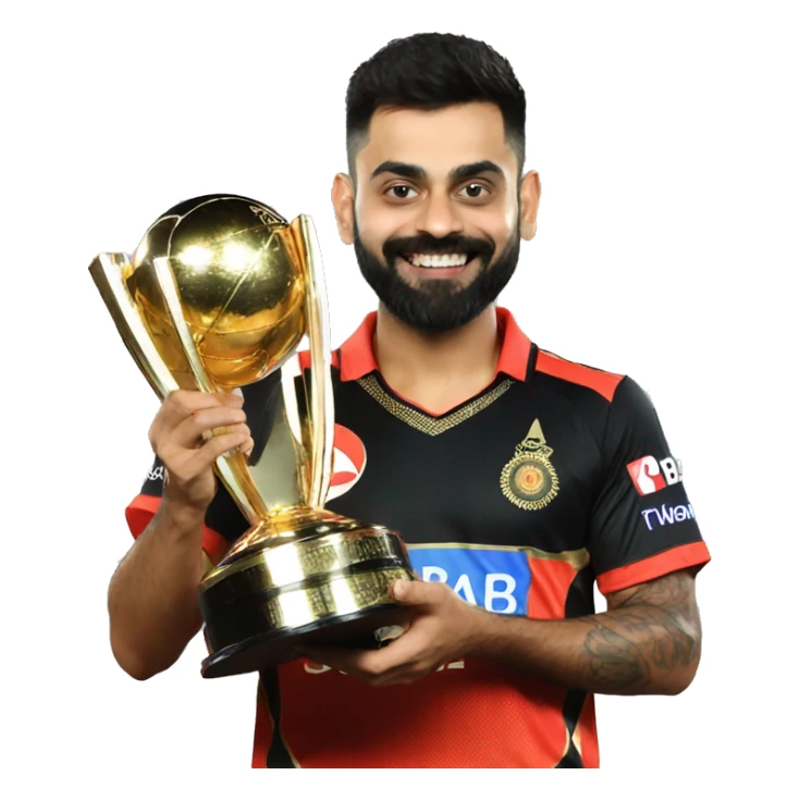 viral kohli with ipl trophy for rcb sticker