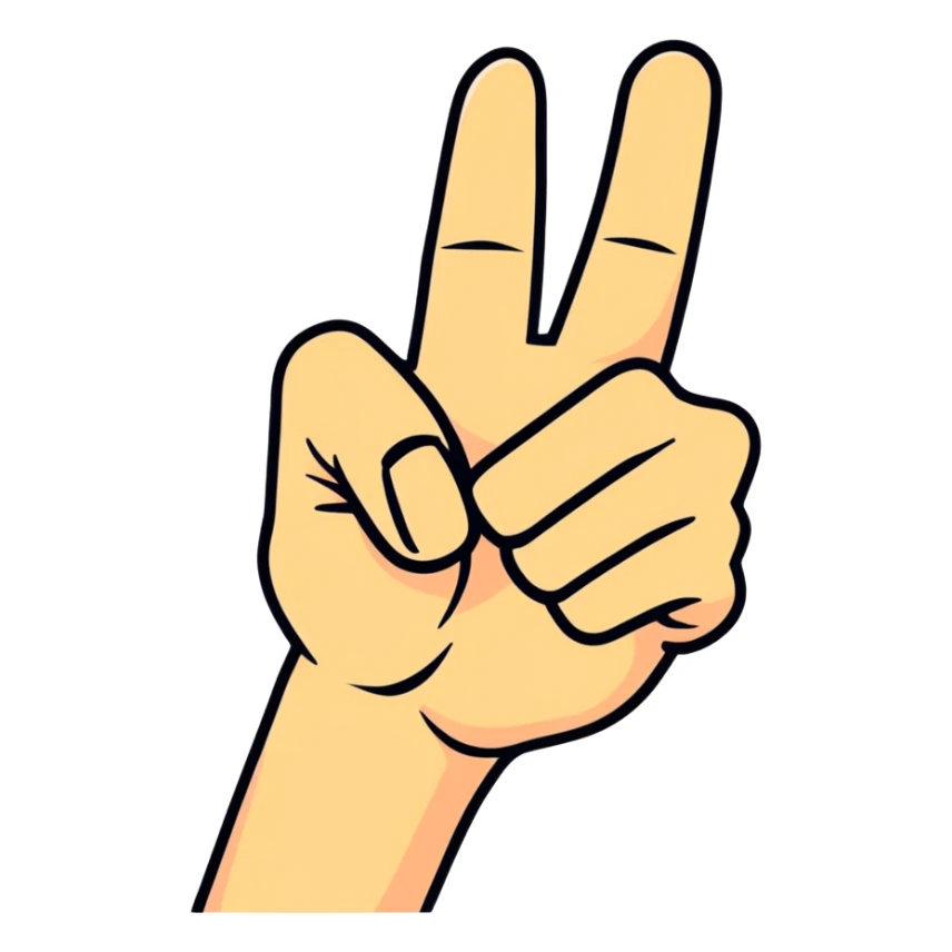 fist with thumb, middle finger and index finger intertwined, sticker style sticker