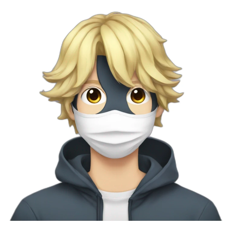 Anime guy with mask on, degital clasess hide his face sticker