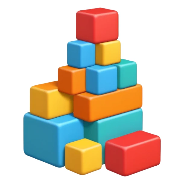 Block blast all forming an hexagon irregular but no hexagons, mized 3d sticker