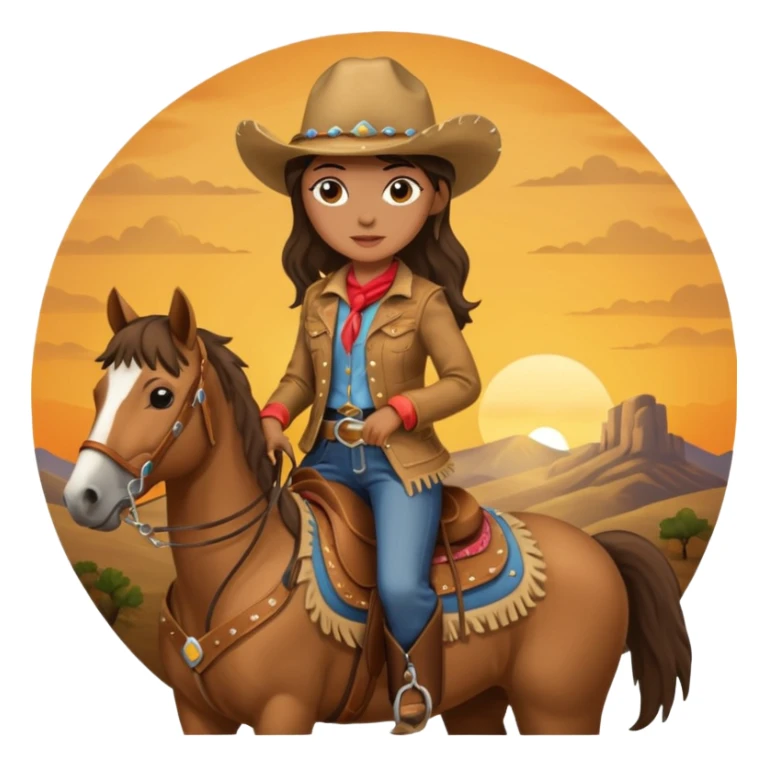 cowgirl on horse riding into sunset sticker