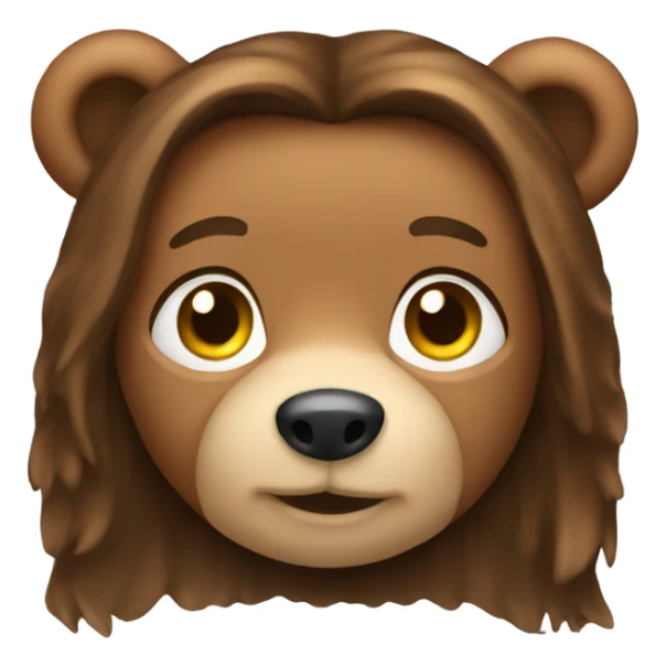 Teddy bear with very long brown hair.  sticker