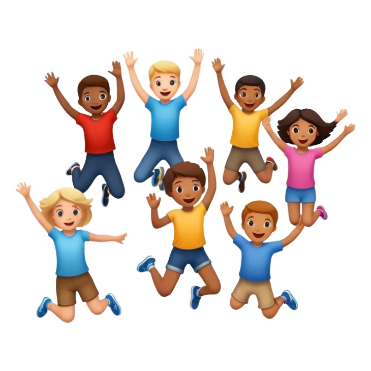 group of children jumping in the air, fun and lively sticker