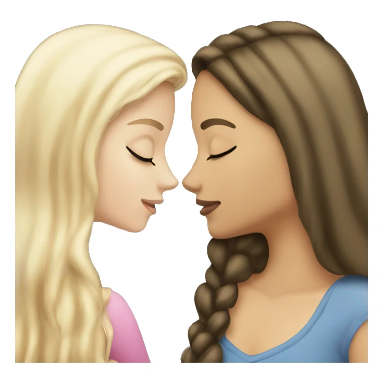 a white blonde girl kissing her brunette girlfriend sticker