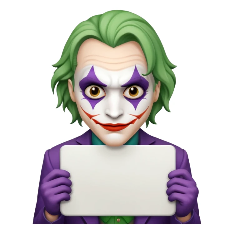 Joker holding a large blank sign sticker