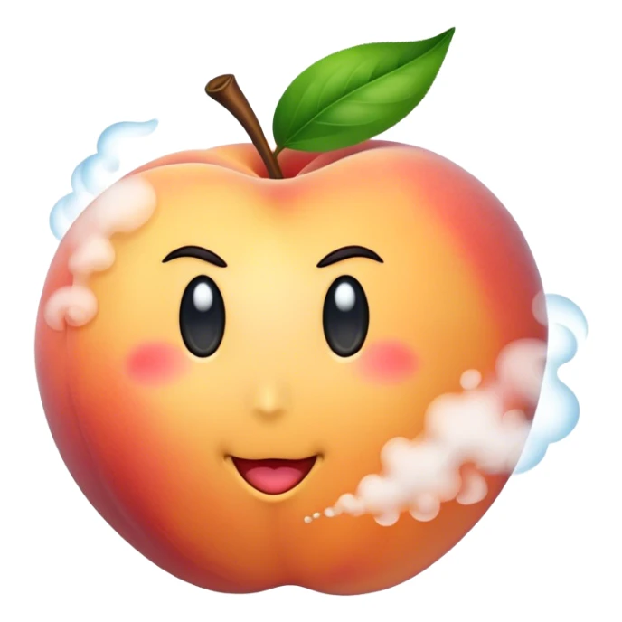 Lots of Steam coming off a peach sticker