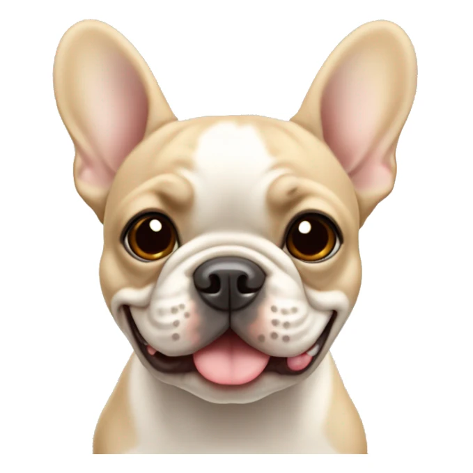 smily beige french bulldog with white center face with a tiny mole on the right ear sticker
