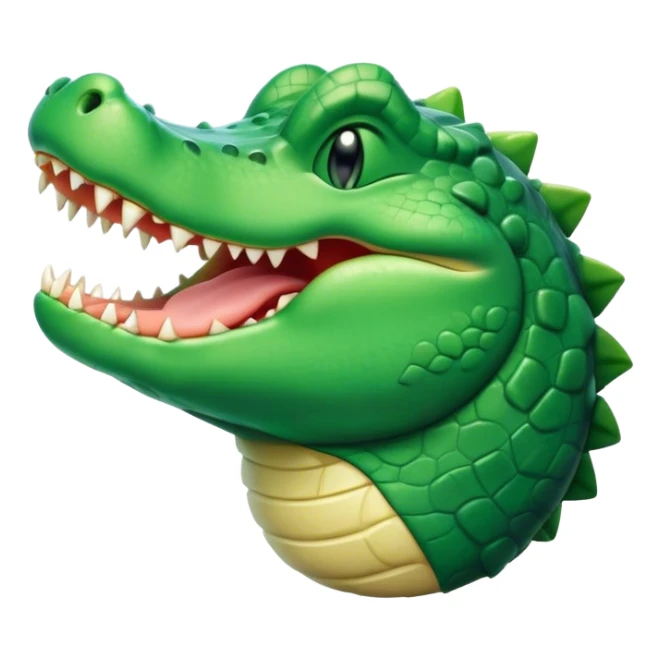 Cinematic Cute Yawning Crocodile Portrait Emoji, Head tilted slightly with a dramatic, wide-open yawn, showcasing a soft, textured emerald-green hide with slightly drooping jaws and half-closed eyes in drowsy contentment, Simplified yet irresistibly adorable features, highly detailed, glowing with a soft, cozy glow, high shine, relaxed yet expressive, stylized with a touch of reptilian whimsy, bright and endearing, soft glowing outline, capturing the essence of a sleepy yet affectionate crocodile, so drowsy it feels like it could stretch out of the screen and curl up for a nap! sticker
