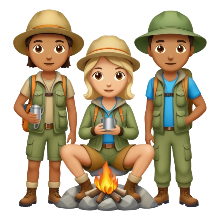 two men and two women camping sticker
