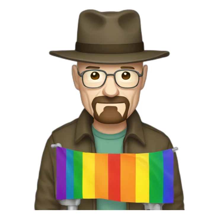 walter white holding the lgbt pride flag sticker