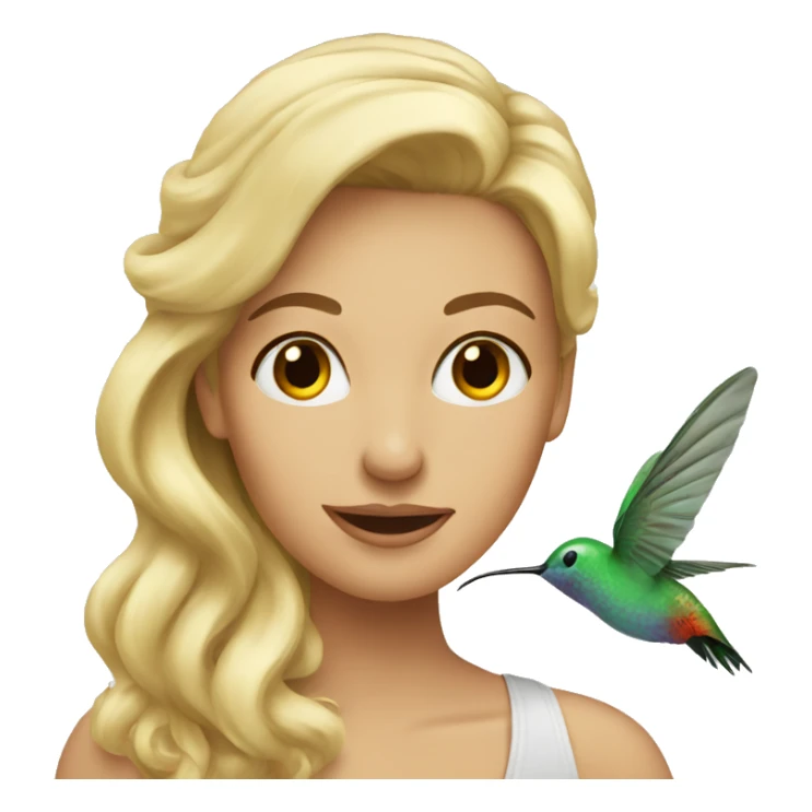 Blonde women with humming bird sticker