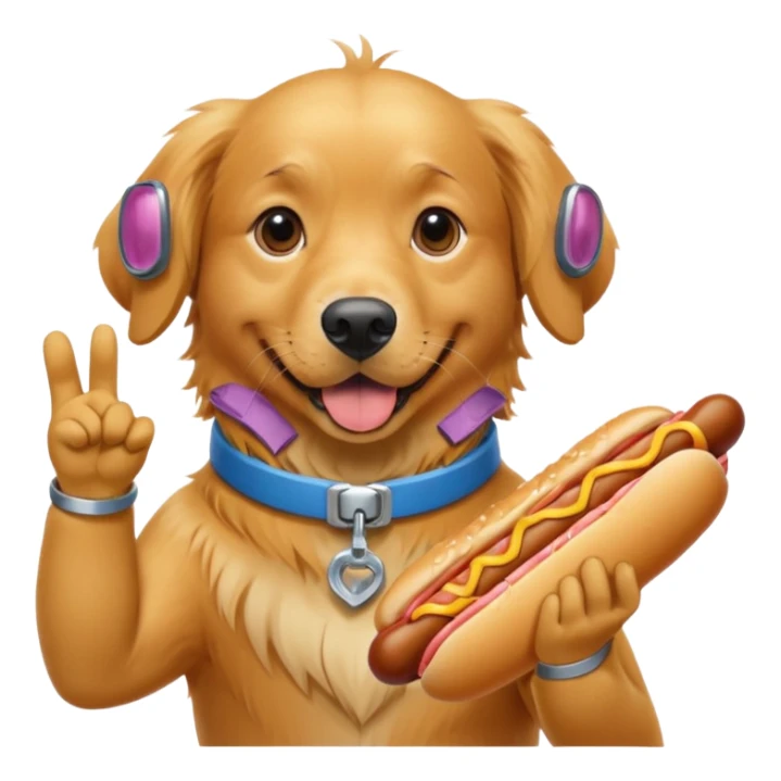 A dog flipping me off with a hotdog Cousteau sticker