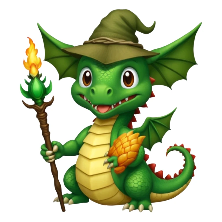 ein Drache mit einem Zauberstab in der Hand  und einem Hud  auf dem kopf und ein schnurbard  sticker