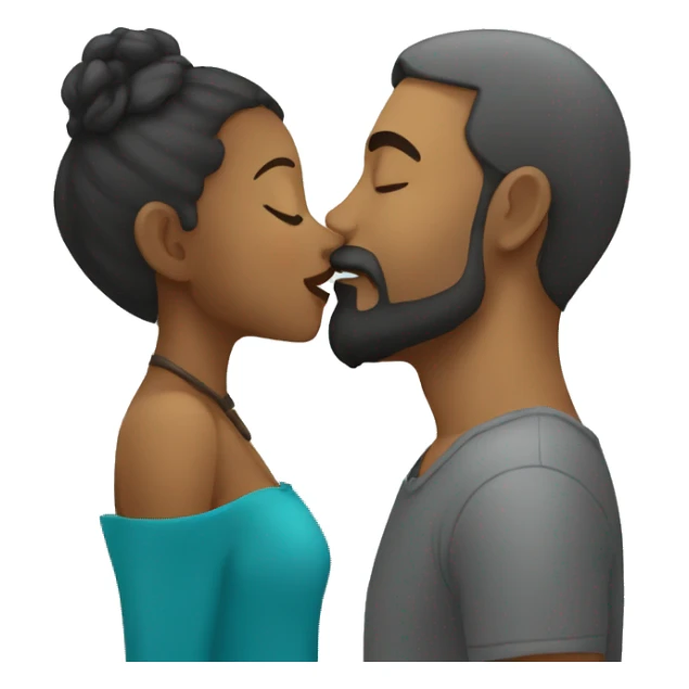  Grey Goatee beard man kisses Caribbean girl sticker