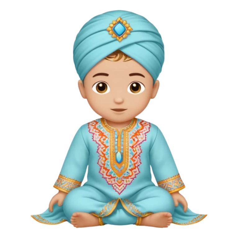  baby boy dressed in colorful ghalibiya with delicate decorations sticker