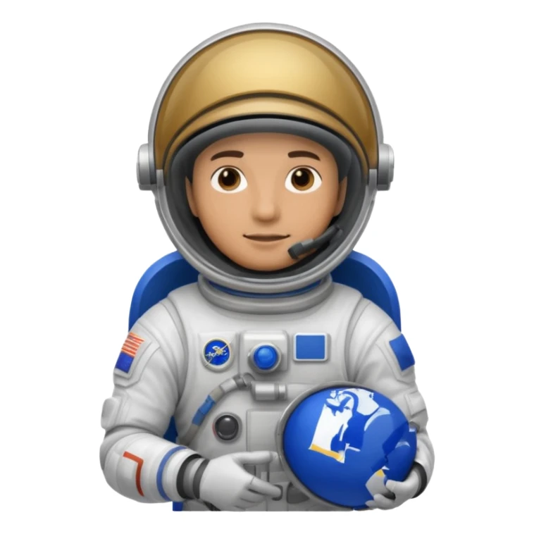 male astronaut holding blue flag in hand sticker