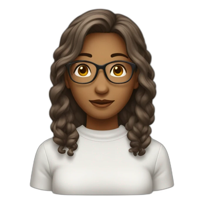 Mulher branca, cabelo escuro, liso, tamanho médio, de óculos marrom sticker