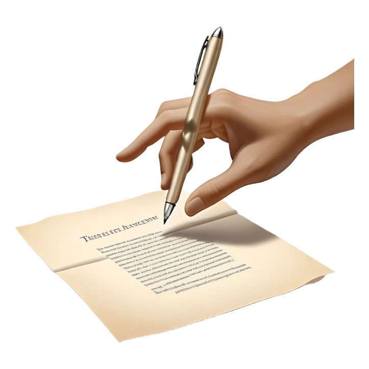 A glowing, slightly transparent hand—representing the future self—emerges from a piece of paper, offering a pen to the present self. The present self’s hand, solid and real, reaches out to take it, symbolizing the moment of choosing action over procrastination, guided by the future self’s wisdom. sticker