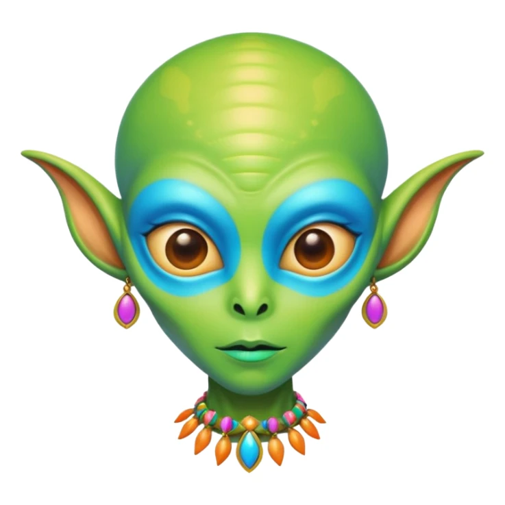 alien living in desert, very colorful, accessories, just face  sticker