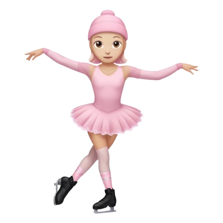 A pretty and beautiful pastel pink Figure Skater emoji  sticker