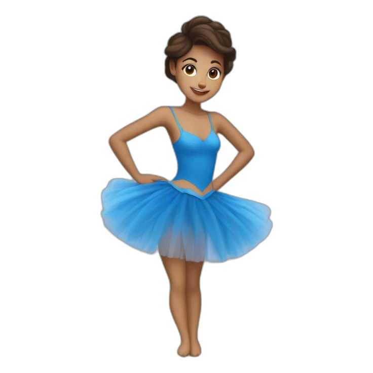 Fille brune avec des taches de rousseur avec un beau tutu bleu rois qui danse sticker