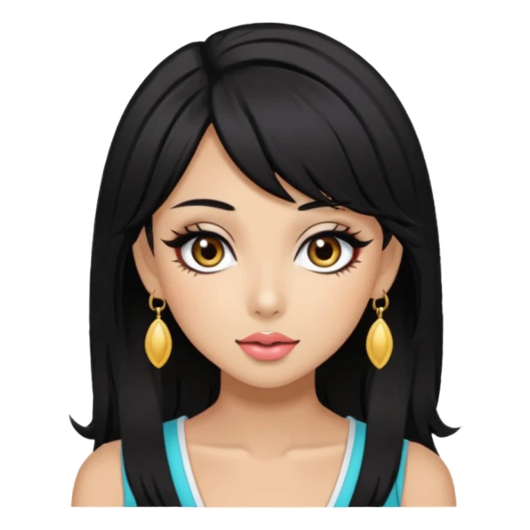 Gyaru girl black hair sticker