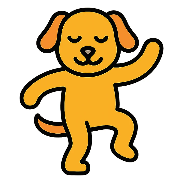 dancing dog colorful outline icon style sticker